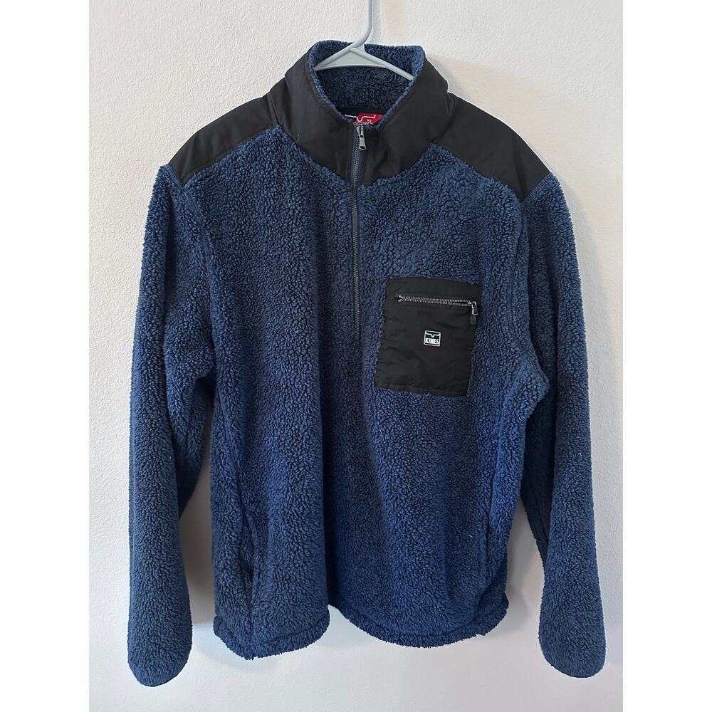 Kimes Ranch Men's Size XL Navy Sea Blue 1/4 Zip Pullover preppy cozy jacket‎